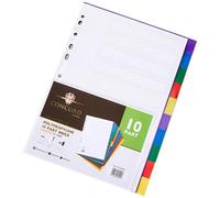 Concorde Concord Plastic Subject Dividers Polypropylene 120 Micron Europunched 10-Part A4 Assorted Ref 06901
