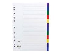 Concorde Concord Plastic Subject Dividers Polypropylene 120 Micron Europunched 12-Part A4 Assorted Ref 65999