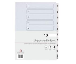 Concorde Concord Presentation Index Unpunched White Mylar Tabs 1-10 A4 White Ref 75201 Pack Of 10