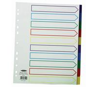 Concorde Concord Punched Pocket Dividers Plastic Multicolour-Tabbed 10-Part Extra Wide A4 White Ref 66199