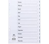 Concorde Concord White Index Polypropylene 120 Micron Europunched Jan-Dec A4 Ref 64701