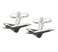 Concorde Plane Cufflinks - Onyx Art CK186 Mens Wedding Novelty Gift Supersonic Jet Cuffs In Premier Life Packaging