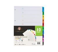 Concorde Pukka Pad Concord 10 Part A4 Mylar Dividers - 1 Pack Of 10 Tab Set, 4-Hole Punch Compatibility, Numbers 1-10