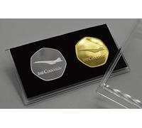 CONCORDE Silver and 24ct Gold Commemoratives in 50p Coin Display Case. Supersonic Jet, British Airways, Air France