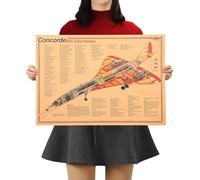 Concorde Supersonic airliner Plane Posters & Prints - 36X51 CM Vintage Fighter Jet Design Diagram Series Kraft Paper - Air Force Aviation Military Wall Art Picture For Room Office Home Decor