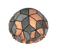 Concrete And Copper Cubes,Shower Cap Nightcap Double Layer Waterproof Elastic Bath Cap Reusable Hair Cap