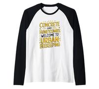 Concrete And Honeycombs, Urban Beekeeping Raglan Baseball Tee