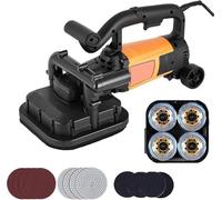 Concrete Angle Grinder, Electric Floor Grinding Machine with Extension Rod, 6600RPM, 7 Speed Adjustments, Handheld Sander for Polishing and Descaling