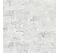 Concrete Brick Effect Wallpaper Silver Grey White Metallic Stone Industrial