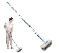 Concrete Brush - Heavy Duty Broom with Long | Scrubbing Tool for Garage, Patio, Wall, Outdoor Shower | Stainless Steel Wire Floor Cleaner, Yard Deck, Adjustable Hard Bristles for Moss Stem Dirt