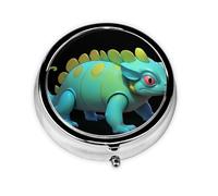 Concrete Chameleon Mini Round Pill Box, can be Put into Wallet, Pocket, Light and Convenient, 3 Compartment Pill Box, Portable Pill Box,