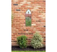 MirrorOutlet The Arcus - Concrete Colour Framed Modern Arched Garden Wall Mirror 24" X 8" (60CM X 20CM) Silver Mirror Glass with Black All weather Backing.