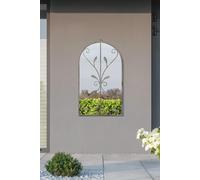 Concrete Colour Metal Frame Arched Garden Mirror 31" x 18" 80 x 46CM MirrorOutlet Grey 1 Pack
