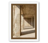 Concrete Corridor Industrial Framed Wall Art Print A3 (42×29.7cm) White, Wall Decor for Living Room, Bedroom, Office & Home, Ready to Hang, Art Gift