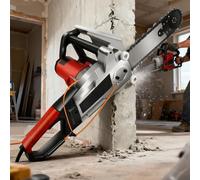 Concrete Cutting Saw, Handheld Wall Cutter with Diamond Chain for Granite and Reinforced Concrete, Includes 2 Chains and 2 Guide Bars, Water Fed Dust Suppression