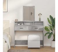 Concrete Dressing Table Grey Made of Wood Material 100 x 41 x 140 cm with Mirror and 2 Drawers, Makeup Table with Storage Space for Bedroom, Cosmetic Table with Shelf and Organiser