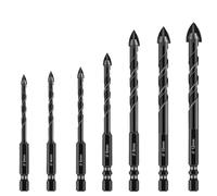 Concrete Drill Bits,Tungsten Carbide Drill Bit Set for Tile/Ceramic/Glass/Mirror/Brick/Plastic/Cement, Quick Change Hex Shank(7pcs 3 4 5 6 8 10 12)