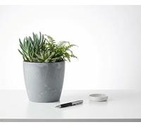 Concrete Effect Small Plant Pot 21cm x 18cm - Plastic Indoor Outdoor Flower Pot, Modern Garden Planter for House Plants, Garden, Patio & Balcony, Lightweight Decorative Planter, Concrete Grey