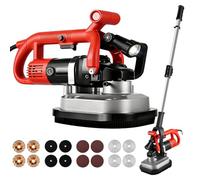 Concrete Floor Grinder 3600W, 4-Head Polishing Machine with LED Light, Extension Pole, 12 Discs, 6-Speed Adjustable for Cement and Marble Surfaces