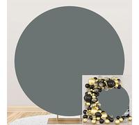 Concrete Gray Round Backdrop Solid Concrete Gray Circle Background Cover 6x6ft Birthday Party Decor Photography Background for Baby Shower Bridal Baptism Cake Table Banner