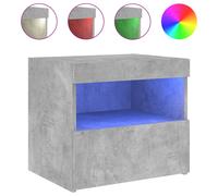 (concrete grey, 1 pcs) vidaXL Bedside Cabinet with LED Lights Nightstand Bed Side Table Sonoma Oak