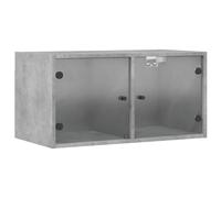 vidaXL Wall Cabinet with Glass Doors Concrete Grey 68.5x37x35 cm