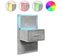 (concrete grey, 1 pcs) vidaXL Wall-mounted Bedside Cabinet with LED Lights Bed Table Bed Cabinet
