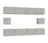 (Concrete grey, 100 x 30 x 30 cm (W x D x H)) vidaXL TV Cabinet Set 6 Piece Engineered Wood Multi Colours 100/80x30x30 cm