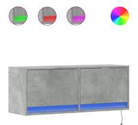 vidaXL TV Wall Cabinet with LED Lights Concrete Grey 100x31x35 cm