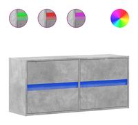 vidaXL TV Wall Cabinet with LED Lights Concrete Grey 100x31x45 cm, Grey