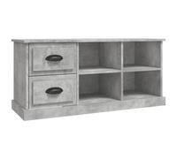 vidaXL 2 Drawer 4 Shelf Concrete Grey TV Cabinet - Size: 47.5 x 102 x 35.5cm - Wilko