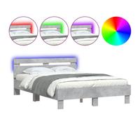 (concrete grey, 135 x 190 cm) vidaXL Bed Frame with Headboard and LED Bed Base Bedstead Matress Foundation