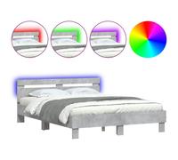 (concrete grey, 140 x 190 cm) vidaXL Bed Frame with Headboard and LED Bed Base Bedstead Matress Foundation