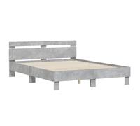 (concrete grey, 140 x 190 cm) vidaXL Bed Frame with Headboard Bed Base Mattress Foundation Engineered Wood
