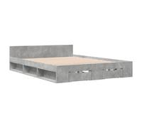 (concrete grey, 150 x 200 cm) vidaXL Bed Frame with Drawers Bed Base Smoked Oak 200x200 cm Engineered Wood