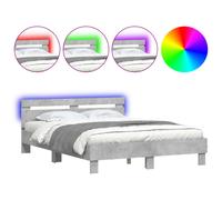 (concrete grey, 150 x 200 cm) vidaXL Bed Frame with Headboard and LED Bed Base Bedstead Matress Foundation