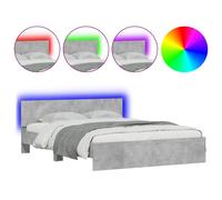 (concrete grey, 150 x 200 cm) vidaXL Bed Frame with Headboard and LED Bed Base Mattress Foundation Bedstead