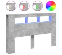 vidaXL LED Headboard Concrete Grey 160X18.5X103.5 Cm Engineered Wood, Grey