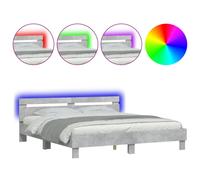 vidaXL Bed Frame with LED without Mattress Concrete Grey 180x200 cm Super King