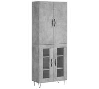 Highboard Concrete Grey 69.5x34x180 cm Engineered Wood Metal Feet Modern Storage