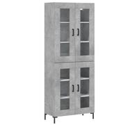 Concrete Grey Highboard 69.5x34x180cm Engineered Wood, Metal & Glass Cabinet 2D