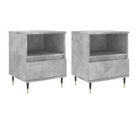 Bedside Cabinet 2pc Concrete Grey 40x35x50cm Engineered Wood Metal Legs Storage