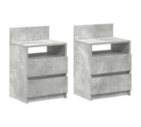 (concrete grey, 2 pcs) vidaXL Bedside Cabinets with 2 Drawers Nightstand Bed Side Table Side Cabinet