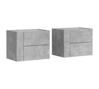 (concrete grey, 2 pcs) vidaXL Wall-mounted Bedside Cabinet Floating Bed Table Side Cabinet Smoked Oak