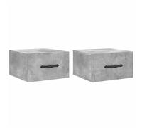 vidaXL Wall-Mounted Bedside Cabinets in Concrete Grey, Built with Moisture-Resistant Engineered Wood, Ample Storage Space, Ideal for Compact Spaces