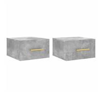 vidaXL Wall-Mounted Bedside Cabinets in Concrete Grey - Space-Saving, Moisture-Resistant Engineered Wood, Ideal for Bedroom