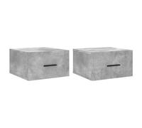 vidaXL Wall-mounted Bedside Cabinets 2 Pcs Concrete Grey 35X35X20 Cm, Grey