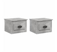 (concrete grey, 2 pcs) vidaXL Wall-mounted Bedside Cabinets Floating Nightstand Bedroom Side Table
