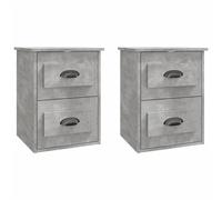 (concrete grey, 2 pcs) vidaXL Wall-mounted Bedside Cabinets Floating Storage Cabinets Hanging Cabinet