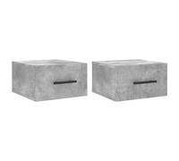 Vidaxl Wall-mounted Bedside Cabinets 2 Pcs, Bedside Table For Bedroom Living Room, Side Table With Drawer, Nightstand, Modern Style, Concrete Grey, Grey